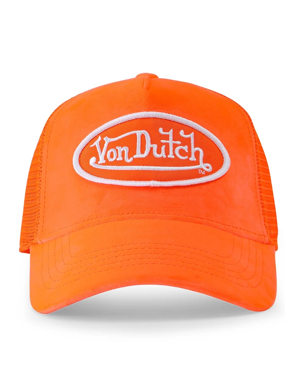 VON DUTCH - NEON ORANGE VELVET TRUCKER HAT